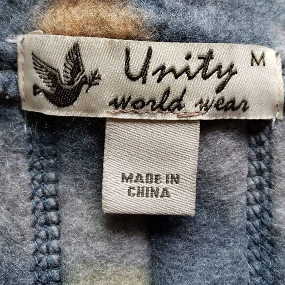 🔺️Unity World Wear Blue Fleece Open Cardigan Sweater Medium - Picture 10 of 12